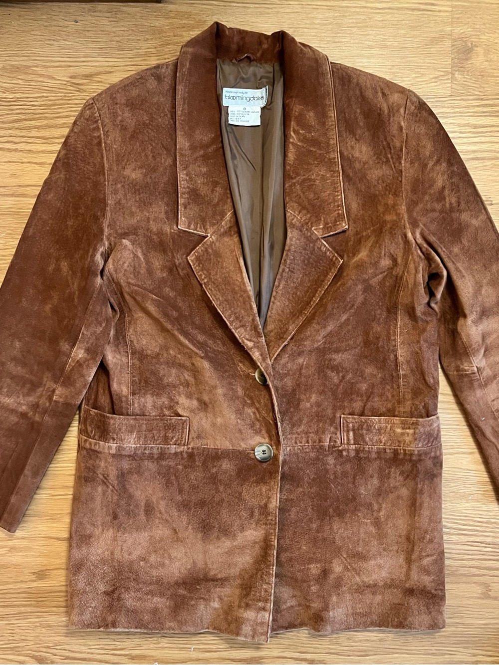 Bloomingdale’s Vintage Brown Suede Blazer Jacket size 8 petite